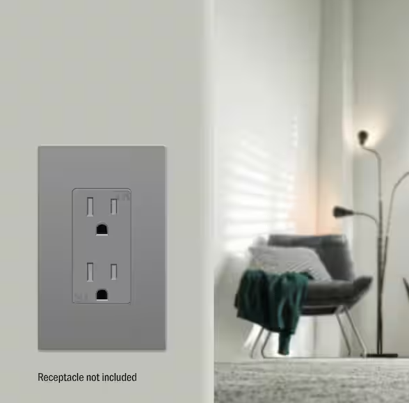 Screwless Decora One-Gang Wall Plate Glossy Gray Finish