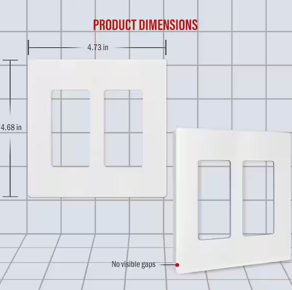 Screwless Decora Two-Gang Wall Plate Glossy White Finish
