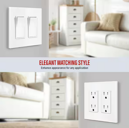 Screwless Decora Two-Gang Wall Plate Glossy White Finish