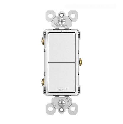 Two Single Pole Decora Switches Combination Device Matte White Finish