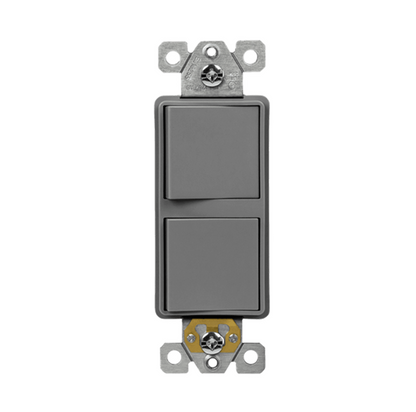 Two Single Pole Decora Switches Combination Device Glossy Gray Finish