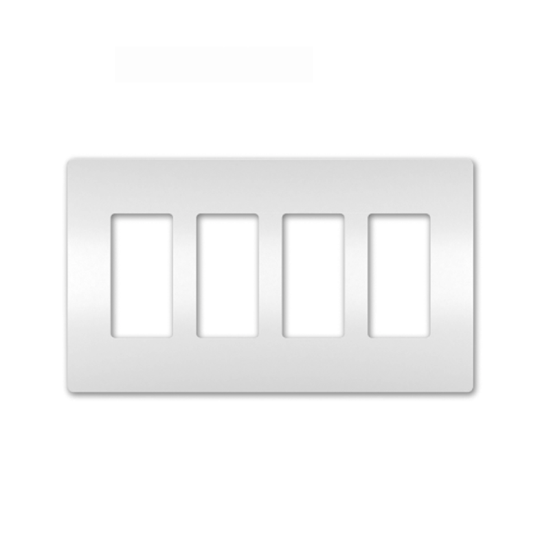 Screwless Decora Four-Gang Wall Plate Matte White Finish