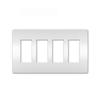 Screwless Decora Four-Gang Wall Plate Matte White Finish