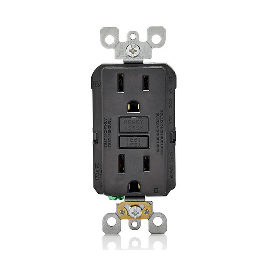 Self-Test GFCI 15A Decora Duplex Receptacles with SafeLock Protection Matte Black Finish