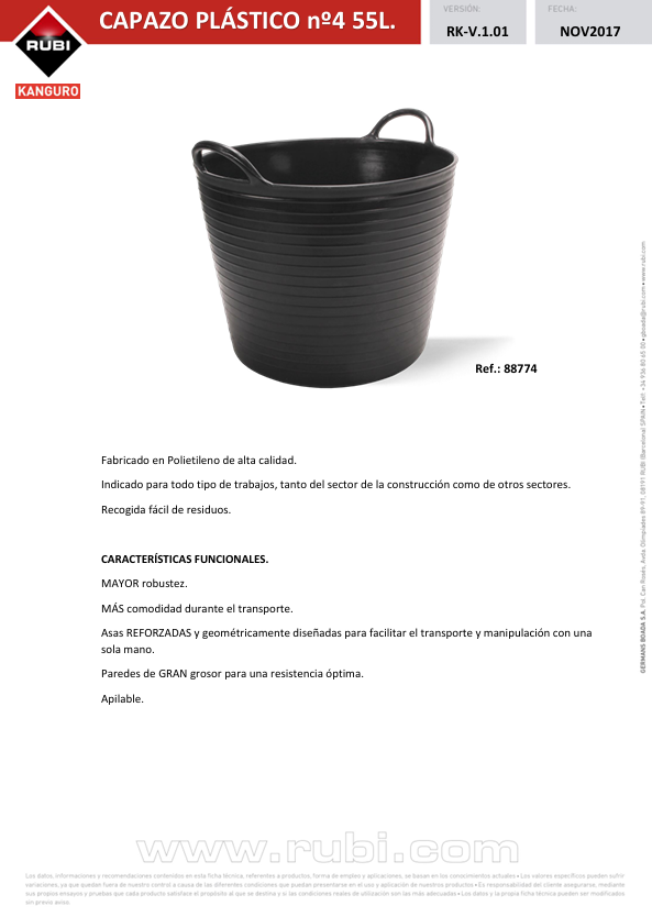 RUBI FLEXTUB BLACK PLASTICTUB NO.4 14.5 GAL