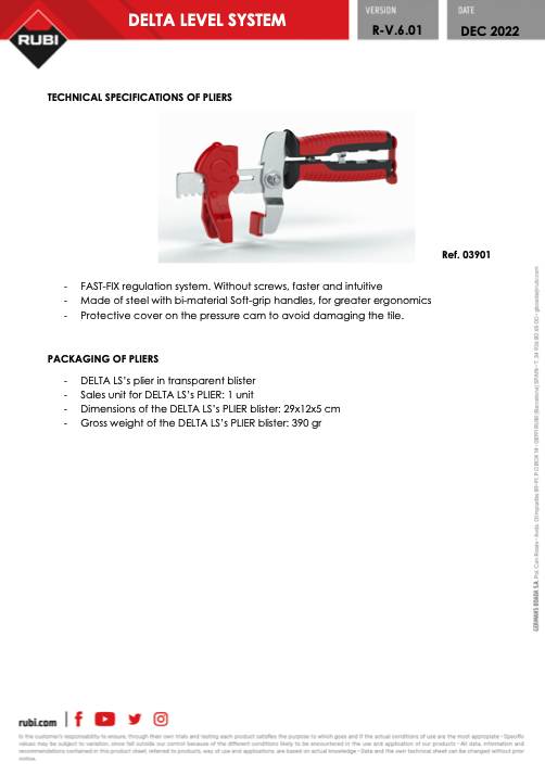 RUBI DELTA PLIERS FAST FIX