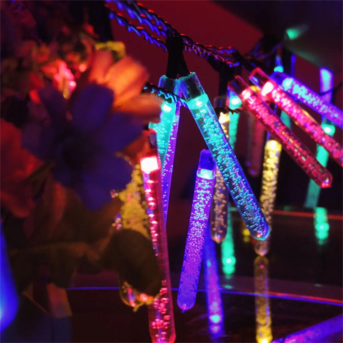 Solar String Light 20LED Ice Cone RGB 17ft