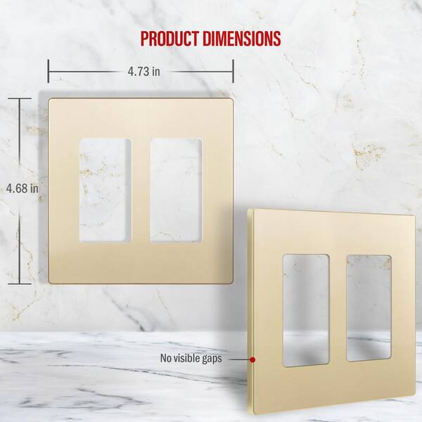 Screwless Decora Two-Gang Wall Plate Gold Finish