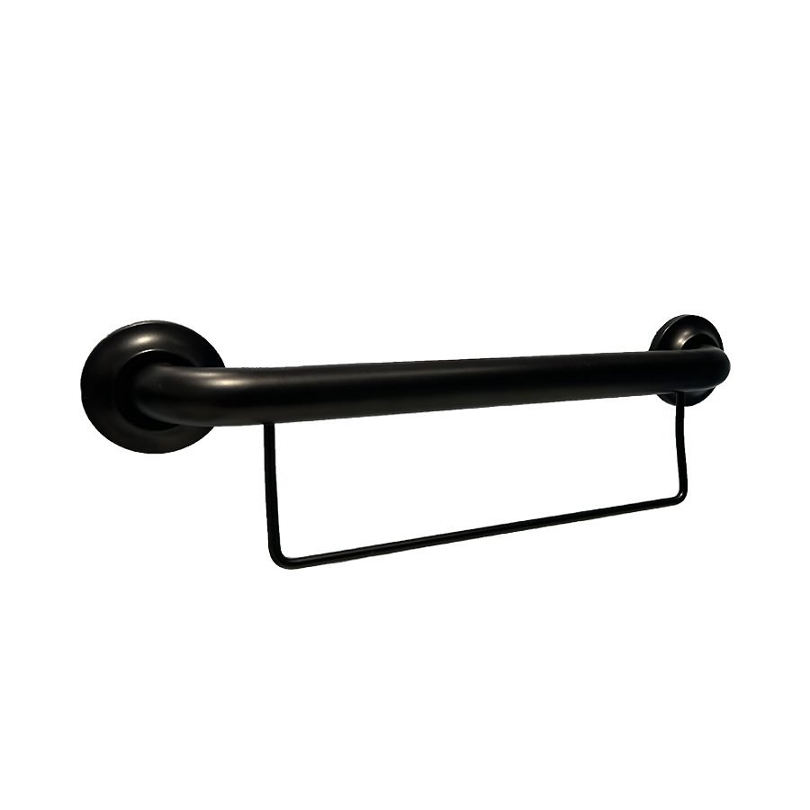 Home Care  Matte Black Grab Bar with Towel Rack