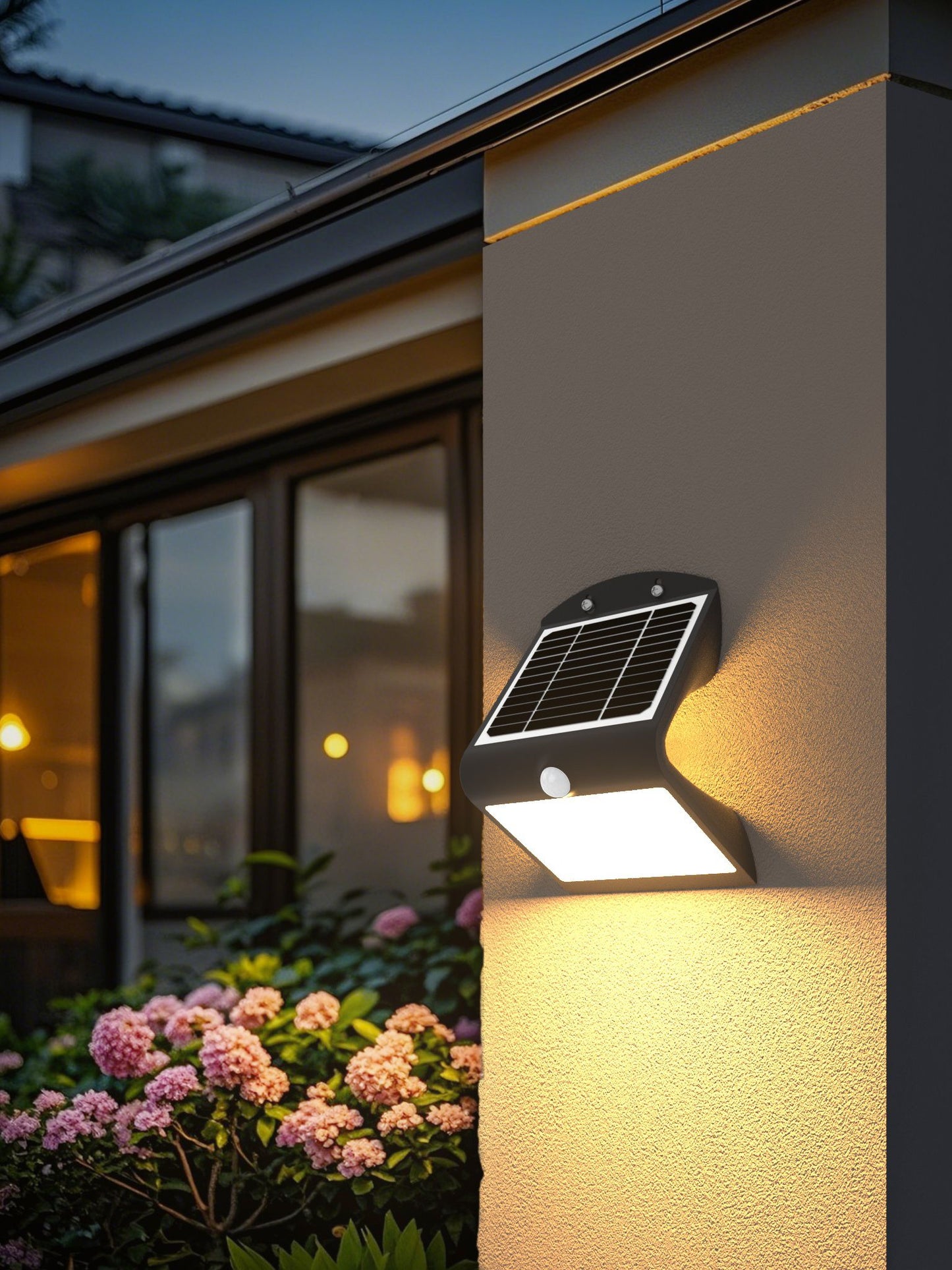 4W Led Solar Wall Motion Sensor 4000K Front Light 3000K Back Light
