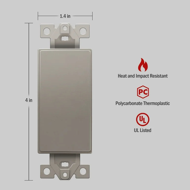 1-Gang Decora Blank Adapter Insert Nickel Finish