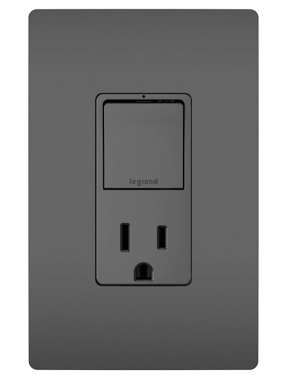 Combination Single Pole/3-Way Switch & 15A Tamper-Resistant Decora Receptacle Matte Black Finish