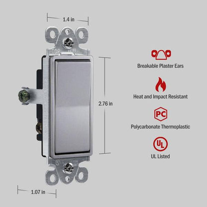 Single Pole Decora Switch Silver Finish