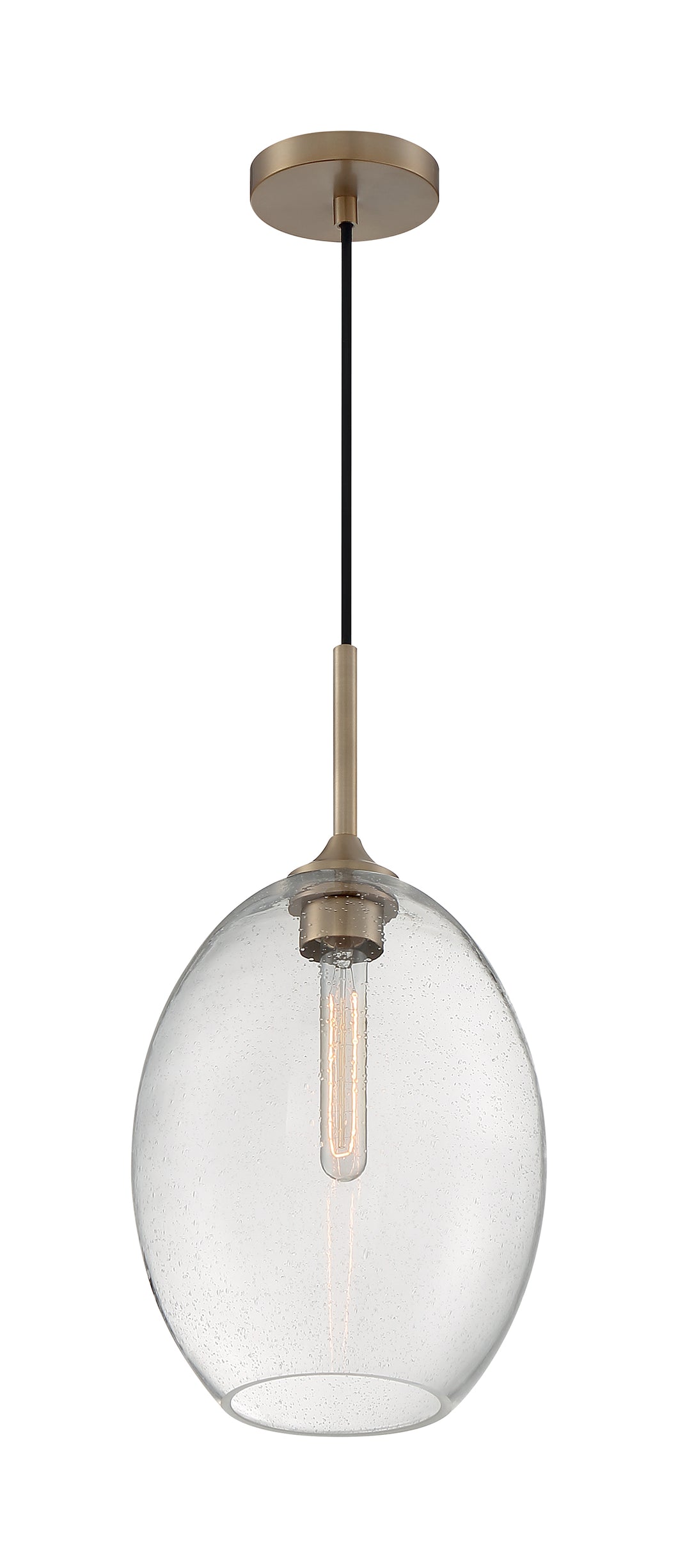 ARIA 1- LIGHT MEDIUM PENDANT WITH SEEDED GLASS - BURNISHED BRASS FINISH #60-7017