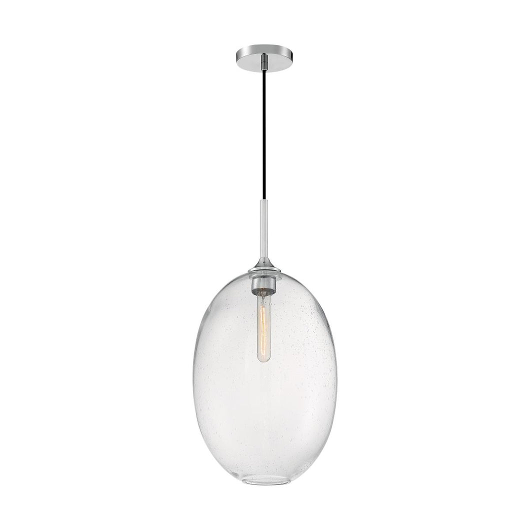 ARIA - 1 LIGHT PENDANT WITH SEEDED GLASS - POLISHED NICKEL FINISH #60-7038