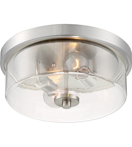 SOMMERSET - 2 LIGHT FLUSH MOUNT WITH CLEAR GLASS - BRUSHED NICKEL FINISH #60-7168