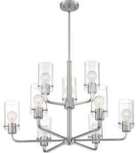 SOMMERSET - 9 LIGHT CHANDELIER WITH CLEAR GLASS - BRUSHED NICKEL FINISH #60-7179