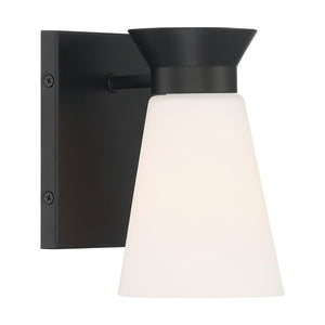 CALETA - 1 LIGHT SCONCE WITH CYLINDRICAL GLASS - BLACK FINISH #60-7311