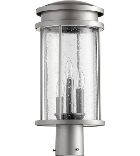 3-LIGHTS OUTDOOR POST LANTERN HADLEY COLLECTION IN GRAPHITE FINISH WITH CLEAR SEEDED GLASS #7112-3-3