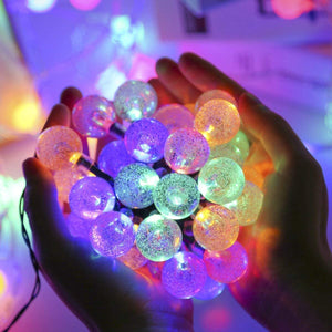 LED SOLAR RGB CRYSTAL BALL STRING LIGHTS 56 FT / 100 LEDS
