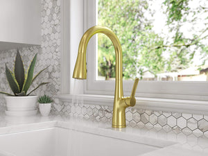 NEERA 1-HANDLE PULL-DOWN KITCHEN FAUCET BRUSHED GOLD - PFISTER #LG529-NEBG