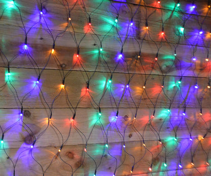 SOLAR LED RGB NET STRING LIGHTS 6' X 10' 8 MODES