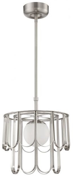 MELODY 1 LIGHT 15 INCH BRUSHED POLISHED NICKEL PENDANT CEILING LIGHT #54993-BNK