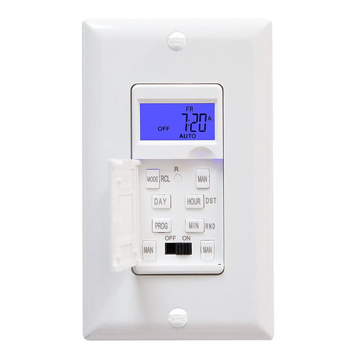 15 AMP 7-DAYS IN-WALL PROGRAMMABLE TIMER SWITCH – WHITE #HET01-W