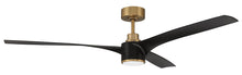 60" PHOEBE CEILING FAN IN SATIN BRASS FINISH AND FLAT BLACK BLADES W/ LIGHTING KIT #PHB60FBSB3