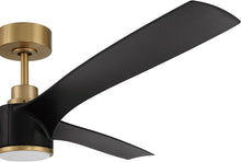 60" PHOEBE CEILING FAN IN SATIN BRASS FINISH AND FLAT BLACK BLADES W/ LIGHTING KIT #PHB60FBSB3