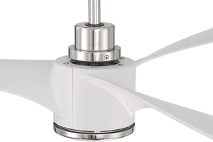 60" PHOEBE CEILING FAN IN POLISHED NICKEL FINISH AND WHITE BLADES W/ LIGHTING KIT INCLUDED#PHB60WPLN3