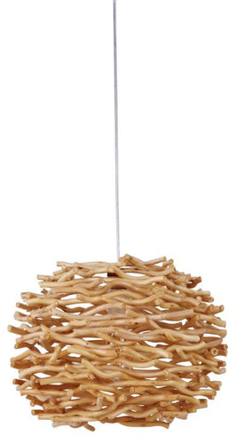 WOOD SHADE - 1 LIGHT 17 INCH NATURAL SWAG PENDANT CEILING LIGHT #SW2001NT