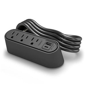 DESKTOP POWER CENTER SLIM 3 OUTLET 2 USB BLACK #WSPC320BK