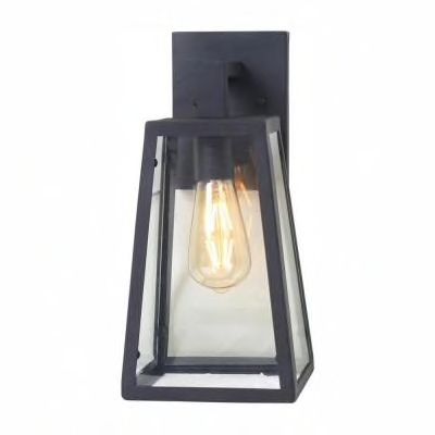 COLONADE COLLECTION 1 - LIGHT SAND BLACK OUTDOOR WALL LANTERN SCONCE WITH CLEAR GLASS #DS17700