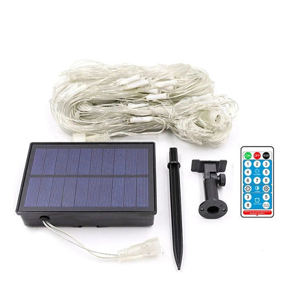 SOLAR LED RGB NET STRING LIGHTS 6' X 10' 8 MODES