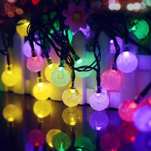 Solar String Light 100LED Bubble Bead RGB 40ft