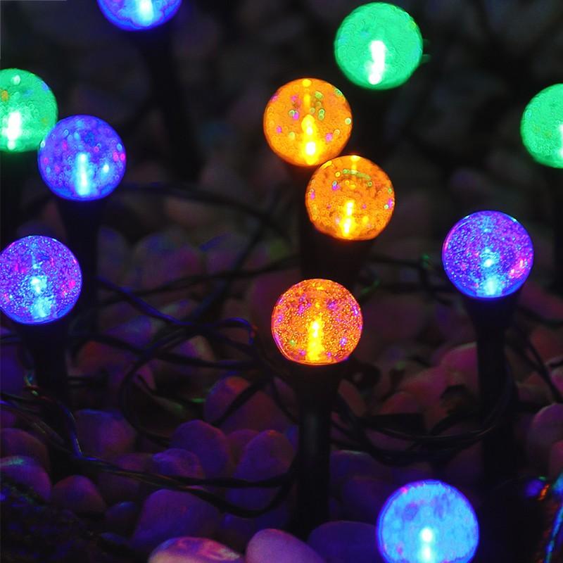 Solar Bubble Ball Spikes Lamp 15LED RGB 16ft