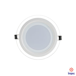 12W LED GLASS ROUND RECESSED DIMMABLE PANEL LIGHT 6000K 960LM