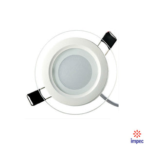 6W LED GLASS ROUND RECESSED DIMMABLE PANEL LIGHT 6000K 480LM