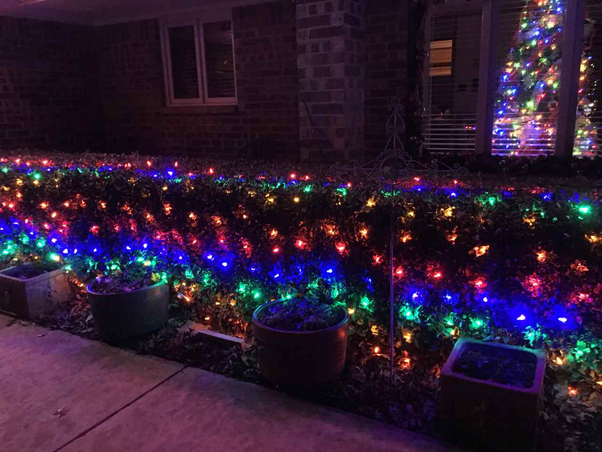 SOLAR LED RGB NET STRING LIGHTS 6' X 10' 8 MODES