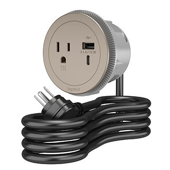ROUND FURNITURE POWER CENTER 1 OUTLET WITH USB A AND USB C #RFPCRUAUC-NI