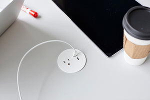 ROUND FURNITURE POWER CENTER 1 OUTLET WITH USB A AND USB C #RFPCRUAUC-NI